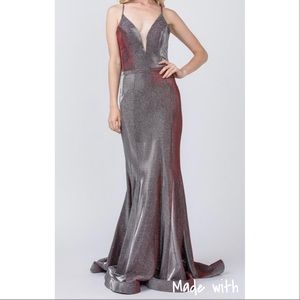 Cindy Metallic Burgundy Long Formal Prom Gown Dress M